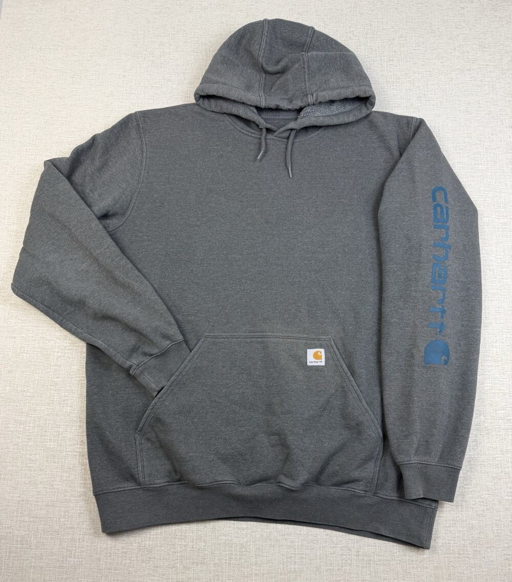 Carhartt K288 Men’s XL Tall Original Fit Hoodie Gray Blue Sleeve Logo